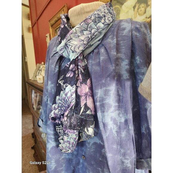 Scarf in Blues and Purples 70×13" - Picture 11 of 11